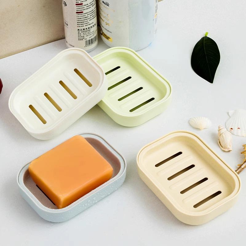 Japanese Double-Layer Soap Holder: Portable and Compact Bathroom Soap Dish with Draining Rack.