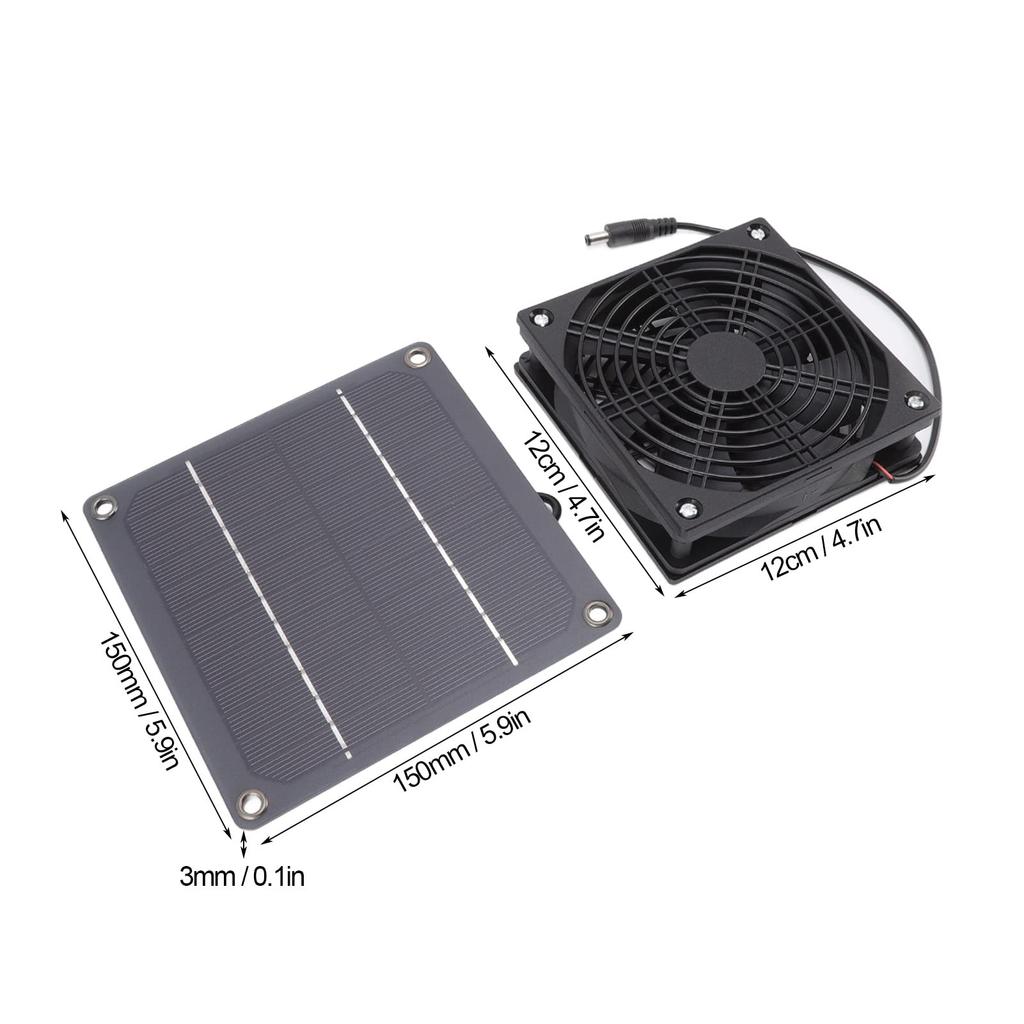 Solar Exhaust Solar Panel Exhaust High for Air Chicken Dog and Pet 12V 3W Fan, Fan, Efficiency, Monocrystalline, Circulation, Coops, Houses,
