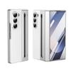Luxury Leather Hinge Phone Case for Samsung Galaxy Z Fold 7 6 5 4 3 Screen Glass S Pen Slot Shockproof Cover for Galaxy Z Fold 6