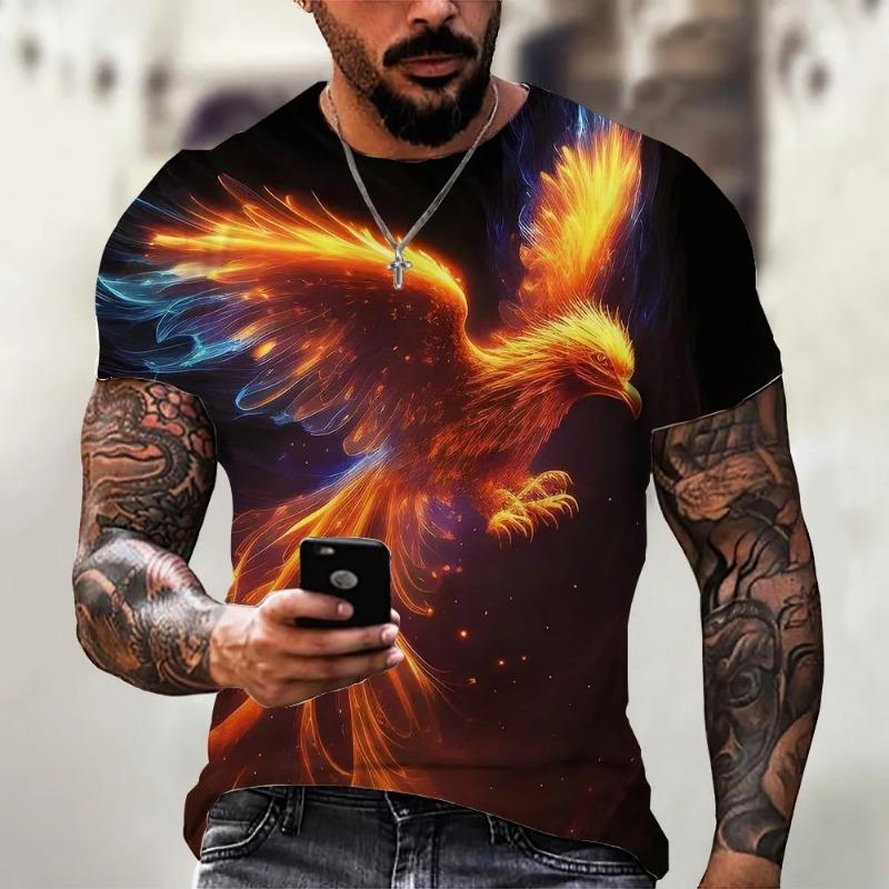 Summer Fashion New Men's Printed T-shirt Spaceship Round Neck Plus Size Men's Short Sleeve Plus Size Casual Sports Top