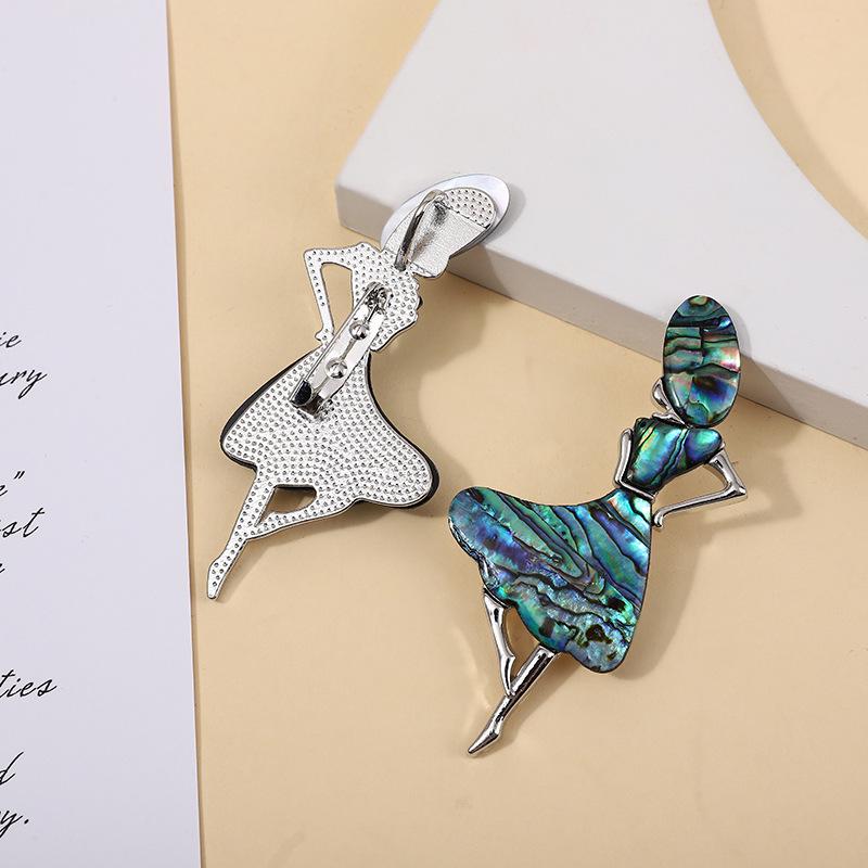 European & American Little Girl Abalone & White Shell Black-Lipped Pearl Oyster Brooch Pendant