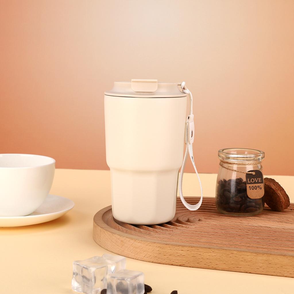 The New Octagon Coffee Cup Stainless Steel Double-layer Vacuum Vacuum Cup Will Carry The Rope Car Accompanying Cup