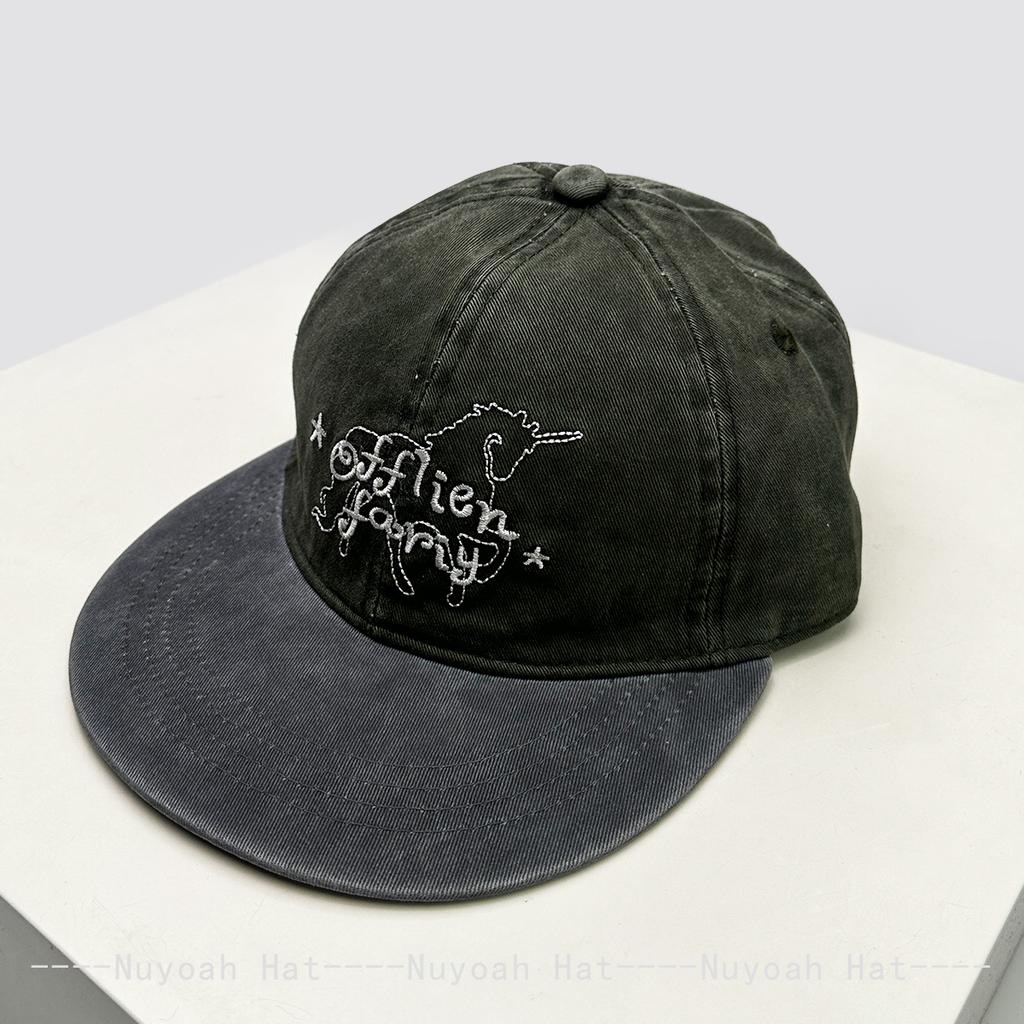 And Women Vintage Embroidered Letter Prints Unicorn Baseball Caps Sun Protection Personalized All-Match Flat Brim Peaked Hats Fashion Korean Style