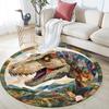 T-Rex Dinosaur Round Area Rug,Carpet Rug for Living Room Bedroom Sofa Playroom Decor,Non-slip Floor Mat
