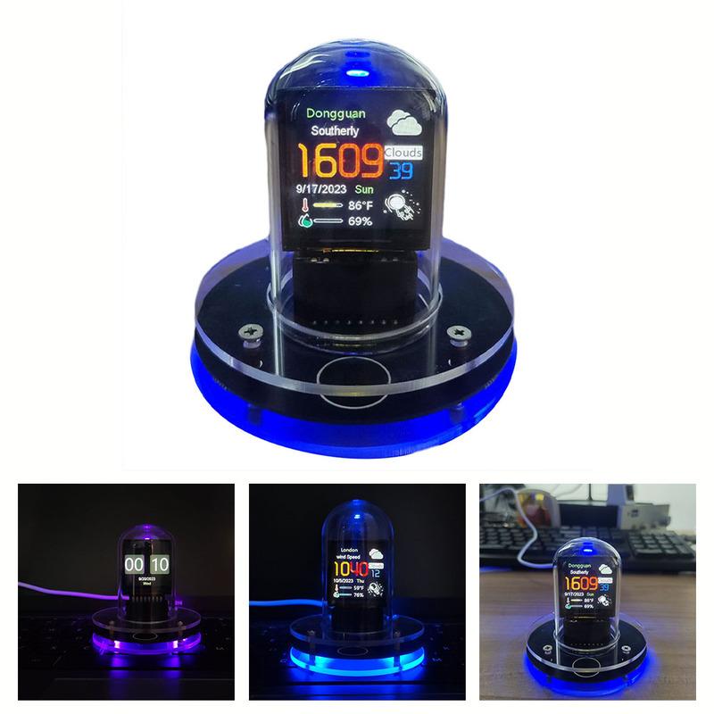 Ceas cu stație meteo WIFI plină de caracteristici cu încărcări de animație Funcție de album foto electronic Decorare desktop