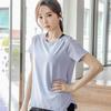 Women's Quick-Dry High-Waisted Faux Two-Piece Yoga Set with Chest Pads - Summer Short-Sleeved Top and Shorts