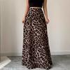 Retro High-end Fashion Leopard Print Skirt Women's Summer Temperament Leopard Print High Waist Thin A Word Medium and Long Skirt