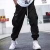 Mens Casual Loose Multiple Pockets Solid Color Cargo Long Pants