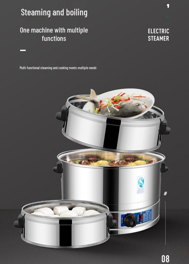 Commercial Three-Hole Steamer for Xiaolongbao, Dumplings, Buns, and Breakfast Shop Use