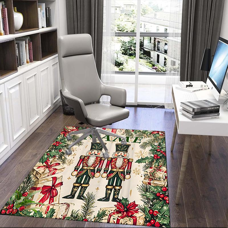 1PC Custom Name Christmas Nutcracker Guards Theme Floor Mat Ideal for Living Room, Game Rooms, Office, Bedroom,Floor Mat Playful Design