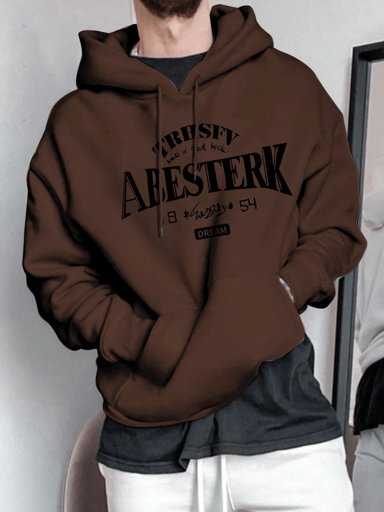 

Men S Casual Hoodie with Geometric Pattern Hooded Collar Regular Fit for Spring Fall Stylish Pullover Sweatshirt 3XL