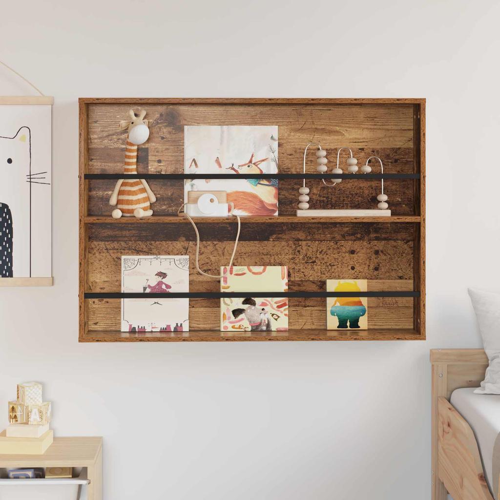 Magazine Shelf with Shelf Reclaimed Wood Style 100 x 12 x 70 cm Wood Based Material