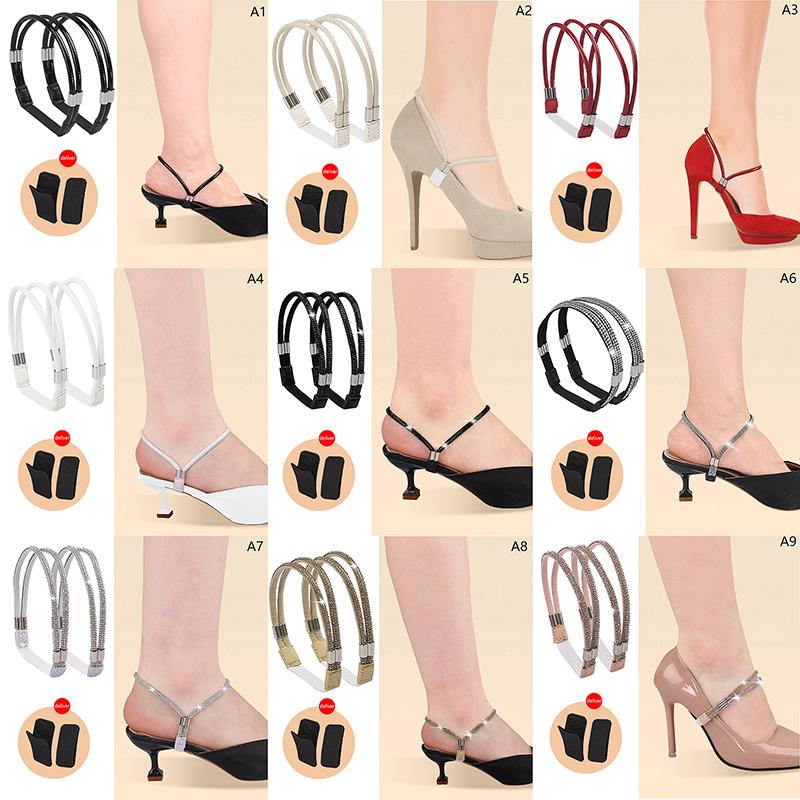 1 Pair Women Shoeslaces For High Heels Shoes Decoration Buckle Lazy Shoelaces Elastic Band Anti Falling Heel Non-Slip Belt Strap