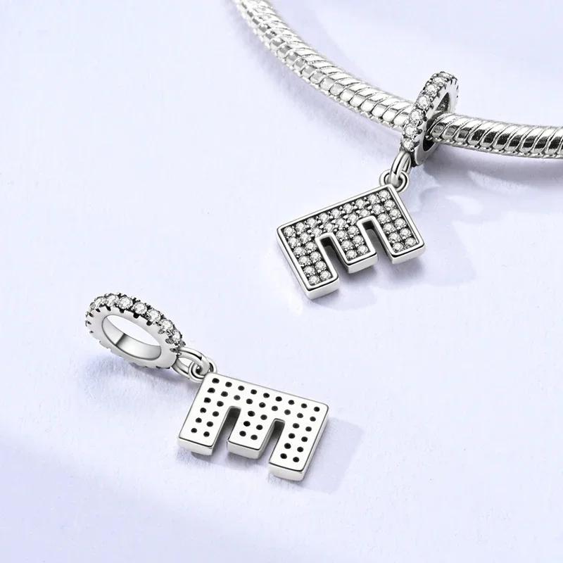 Originale DIY A-Z Alphabet Anhänger Perle Kupfer Eingelegter Zirkon Liebesbriefe Dangle Schmuck Geschenk Passend für Armreif