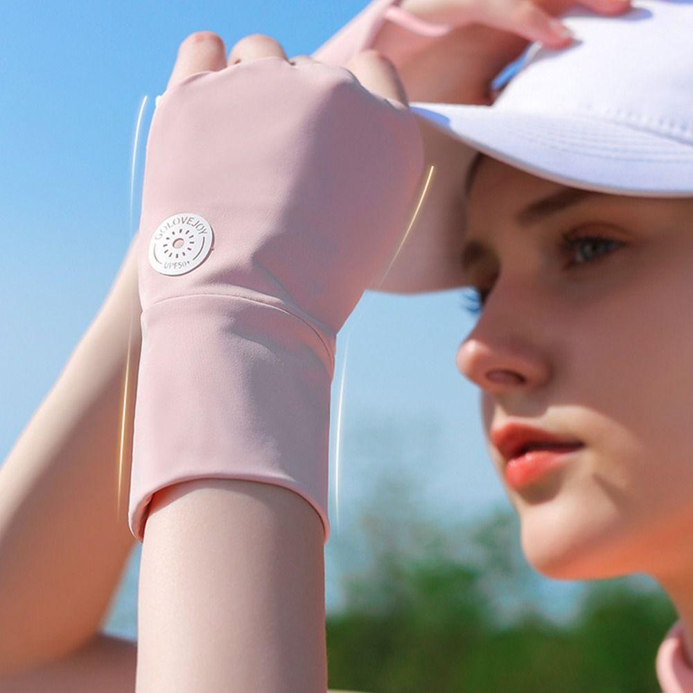 Cool Ice Silk Golf Gloves Sun UV Protector Open Fingered Gloves Sunscreen Gloves Outdoor Sport