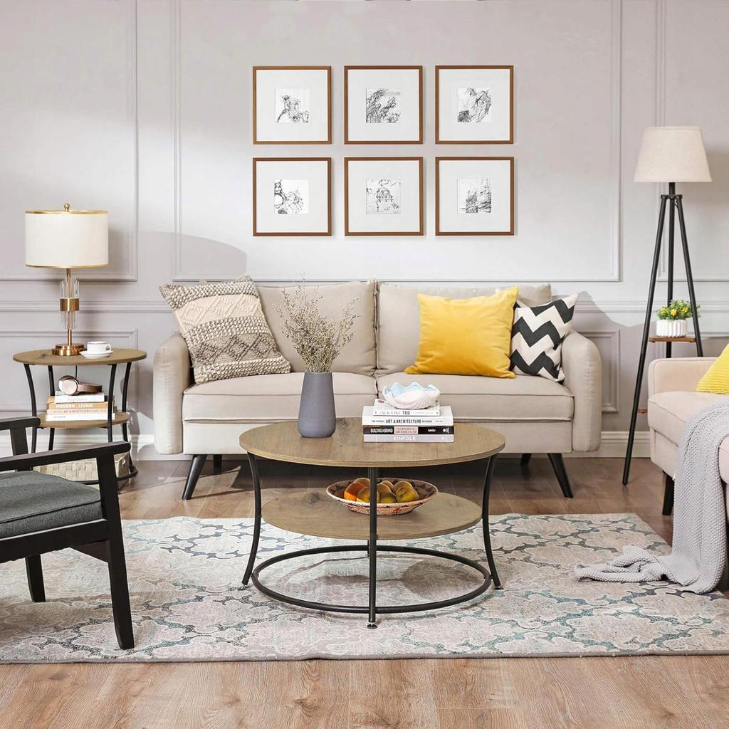 Ława Stolik Kawowy Artisan-Czarny Z Półką Styl Industrialny Loft Rustykalny