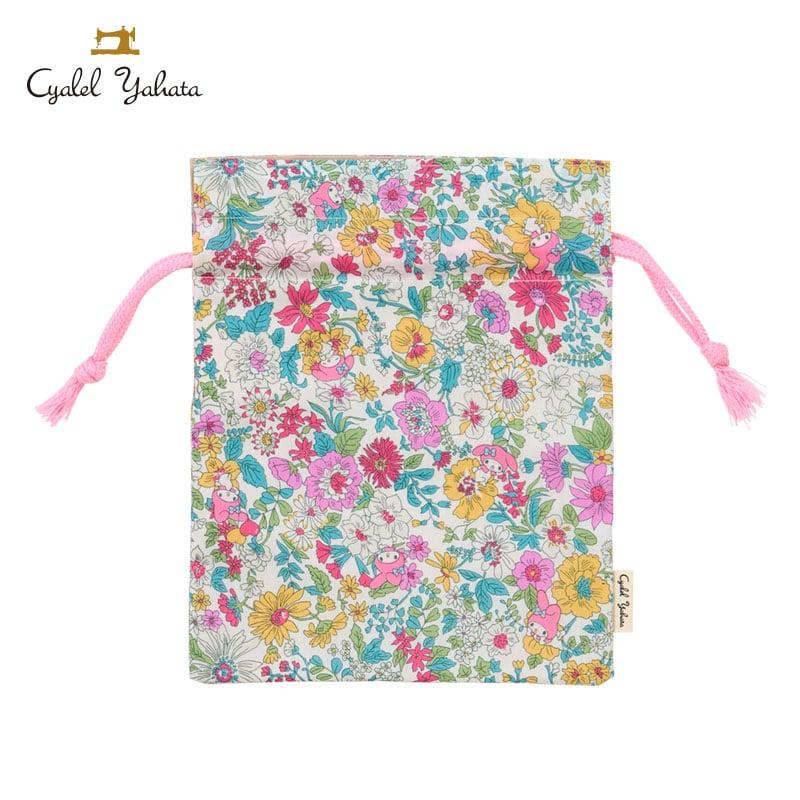 Sanrio My Melody Liberty Fabrics Drawstring Bag Pink (Flower) NEW