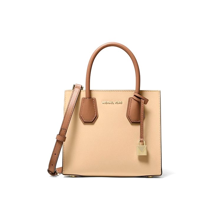 

Michael Kors MK Mercer French Vintage Lock Leather Accordion Tote Shoulder Crossbody Bag Medium Women bags Camel 30H0GM9M8T-CAMEL-COMBO Basic Set (Bag+Dust Bag)