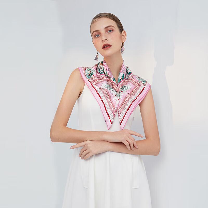 Aurora Series Pink Print Silk Scarf