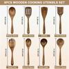 Premium 8-Piece Teak Wood Cooking Utensil Set - Heat Resistant, Lightweight & Sturdy Wooden Spoons for Non-Stick Cookware - Ideal for Cooking,
