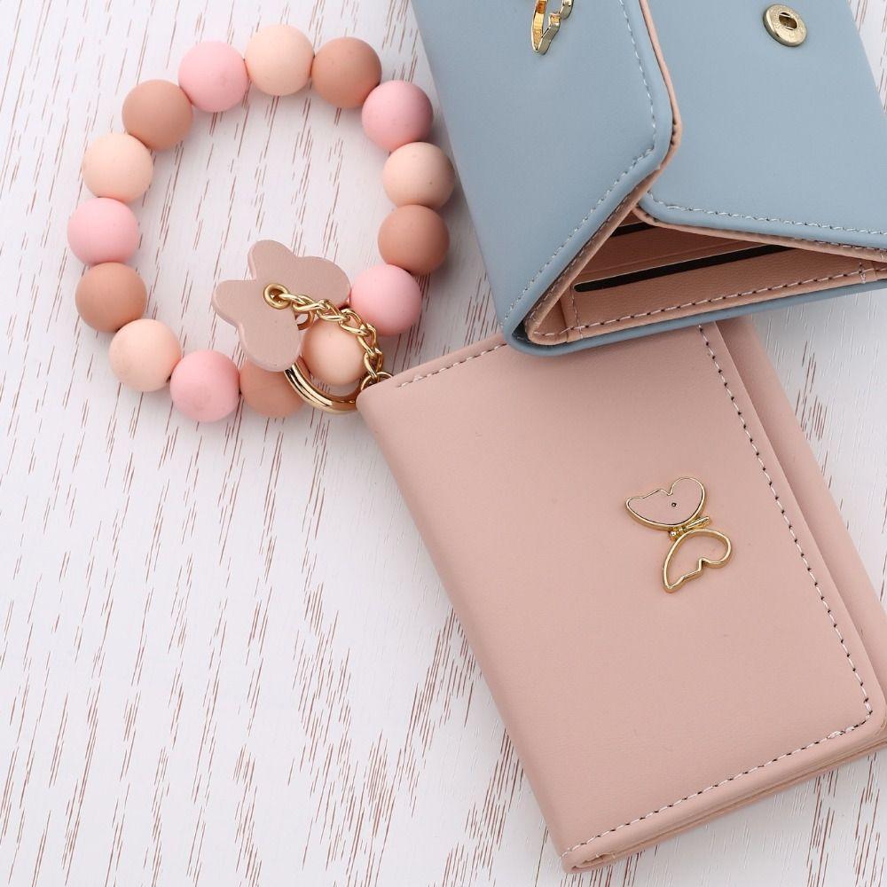 Boho Style Butterfly Wristlet Wallet Keychain Butterfly Charm Bangle Wallet Keychain  Cards Storage