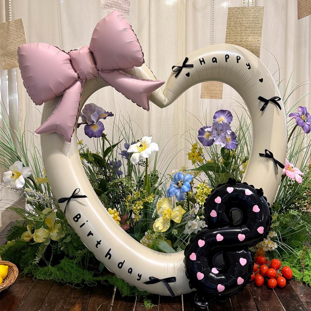 40 Inch Pink Heart Foil Balloon Black Digital Aluminum Birthday Party Decor Baby Shower Girls Gift for Wedding Baby Shower Prop