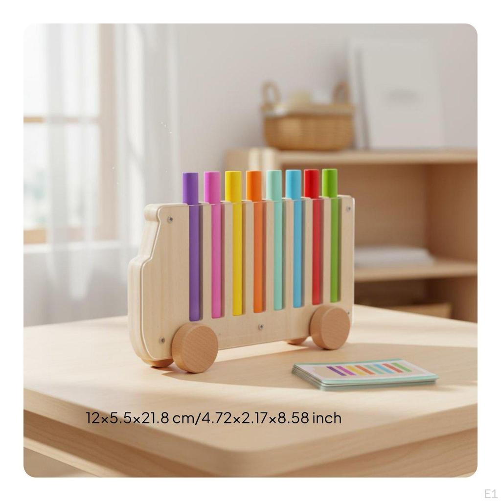 Color Stick Matching Toy Natural Wood Fine Movement Skills Bus Polished