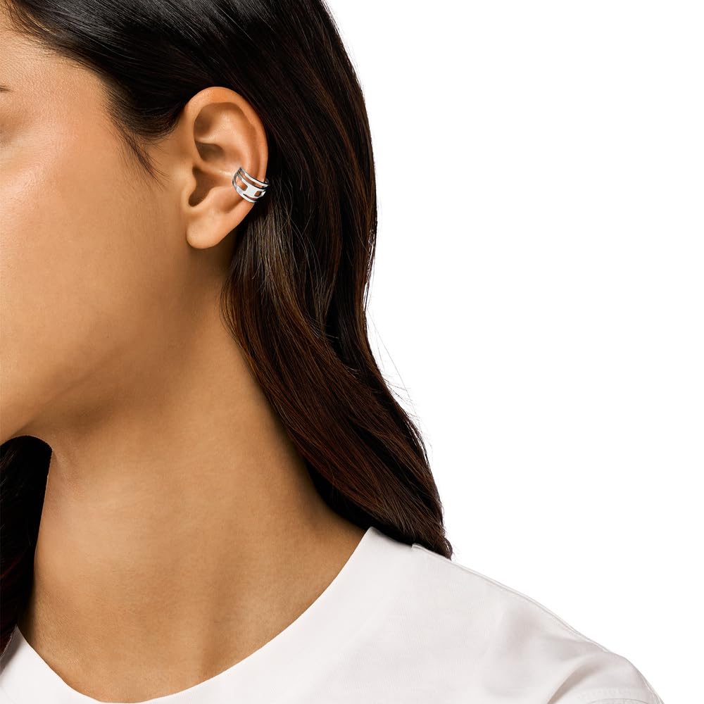 Diesel Men's Silver Stainless Steel Ear Cuff Earrings, DX1532040, One Size, Stainless Steel, No Jewels