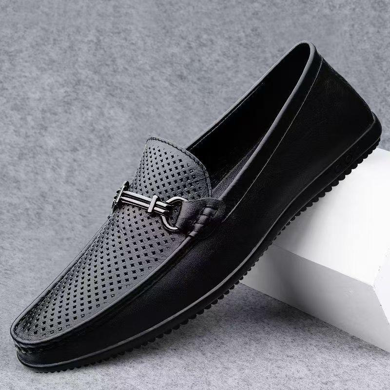 

Туфли Doudou 2025 новые мужские туфли летние дышащие кожаные туфли на одной педали ленивые туфли из мягкой кожи с мягкой подошвой мужские 44