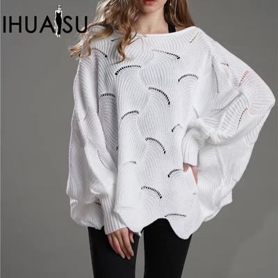 Women's Loose Solid Colour Pullover Commuter Knit O-Neck Sweater