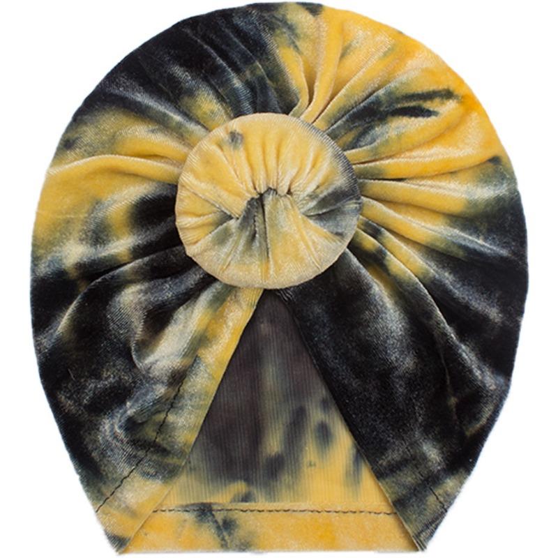 Autumn New Baby Golden Velvet Donut Hat, Children's Creative Tie-dye Pullover Hat, Baby Hat