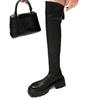 Overknee-Stiefel Damen elastische schwarze hohe Stiefel dicksohlige neue Winter Samtstiefel sehen schlank aus