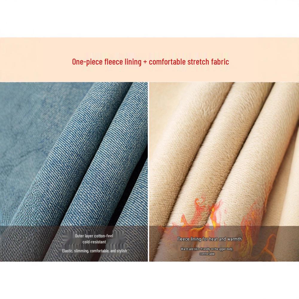 Women's Light Blue Micro-Flare High-Waisted Slim Jeans, Autumn/Winter 2025, Petite & Plus Velvet Bell-Bottoms