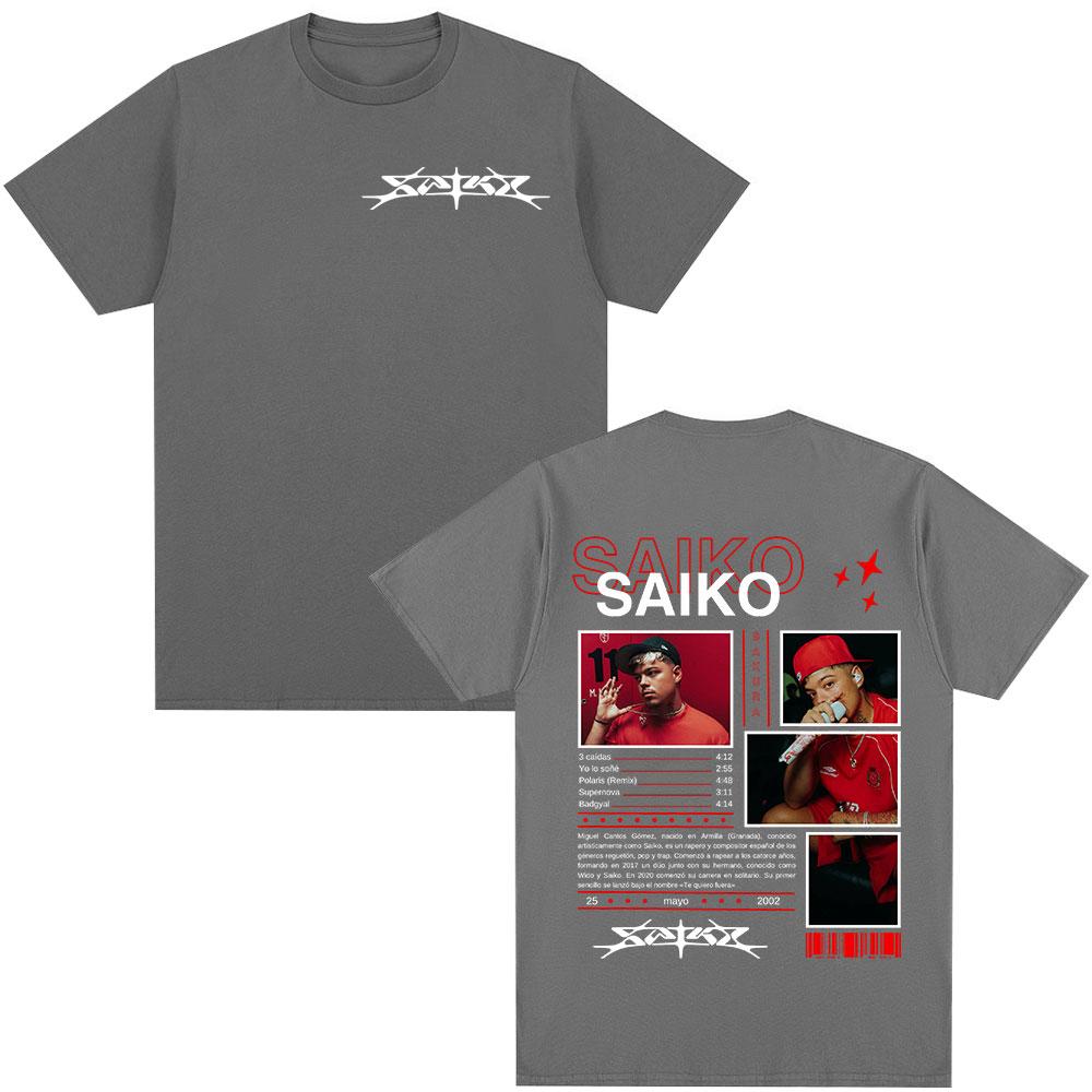 Rapper SAIKO SAKURA Album Merch Tee Shirt Men's Women Fashion Hip Hop T-shirt Casual 100% Cotton Short Sleeves Oversized T Shirt