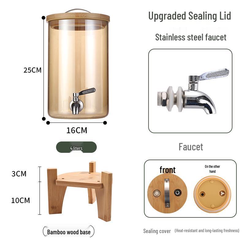 Large Capacity Glass Beverage Dispenser with Faucet for Cold Drinks and Fruit Tea