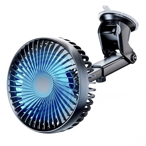 

Lwuckbarrt Вентилятор для автомобіля [Новинка для літа] Автомобільний вентилятор з 3 налаштуваннями повітряного потоку, USB-портом, вентилятор на присосці, DC12V/24V для салону автомобіля, тихий, сильний повітряний потік