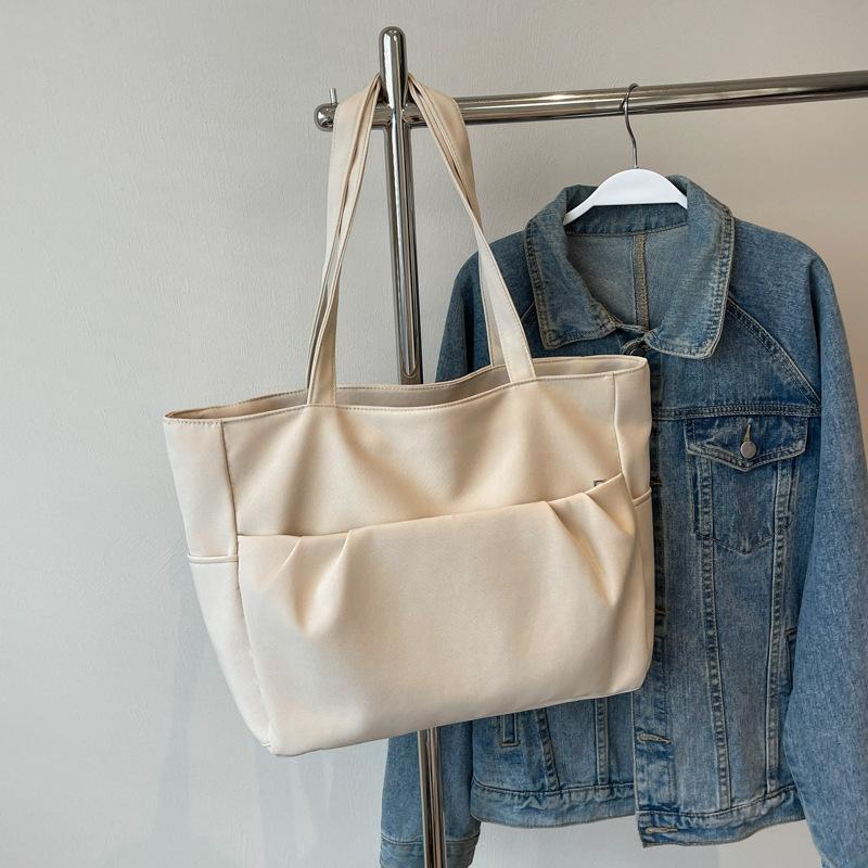 Bag Women's 2025 Spring and Summer Large Capacity Tote Bag Retro Simple Nylon Tote Bag Casual Folds Commuter Class