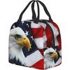 Bald Eagle Thermal Lunch Box Insulated Lunch Bags for Women Men American Flag Reusable Lunch Tote Bags for Work Picnic Travel