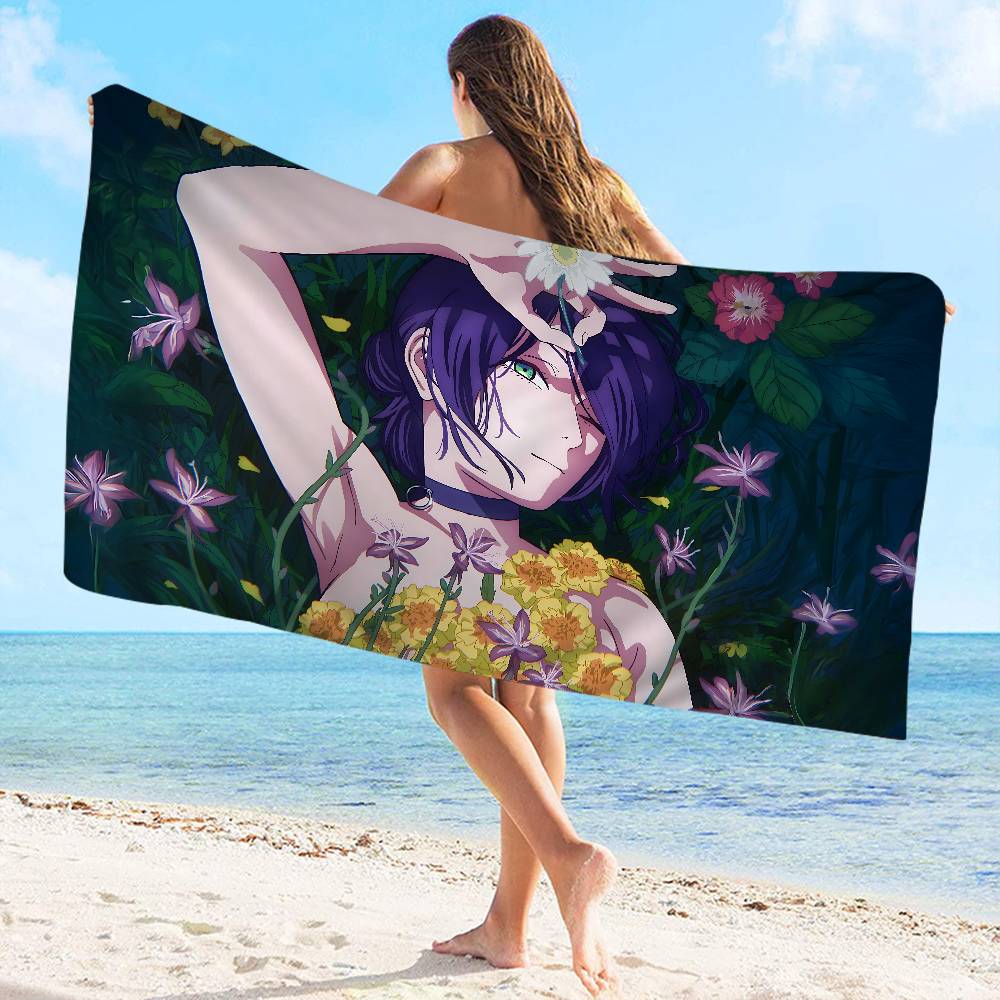 Popular Action Anime C-Chainsaw M-Man R-Reze A-Arc Microfiber Printed Beach Towel Yoga Beach Running Absorbent Soft Towel