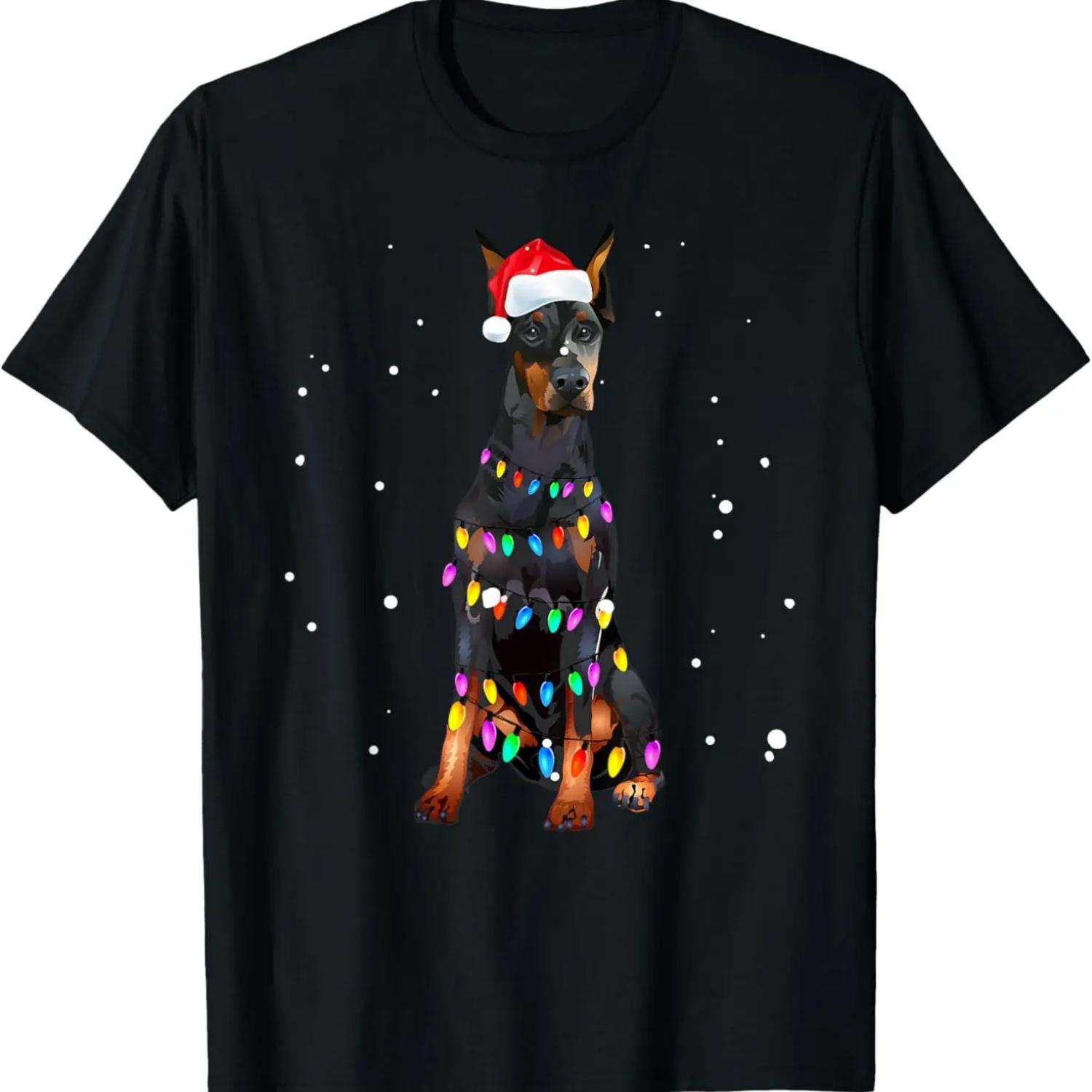 

Christmas Lights Doberman T Shirt Cute Gifts for Dog Lovers T-Shirt XXXXXL чорний