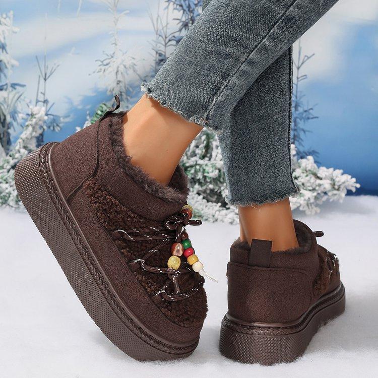 Large size thick-soled snow boots for women's autumn and winter new velvet thickened warm cotton shoes for women
