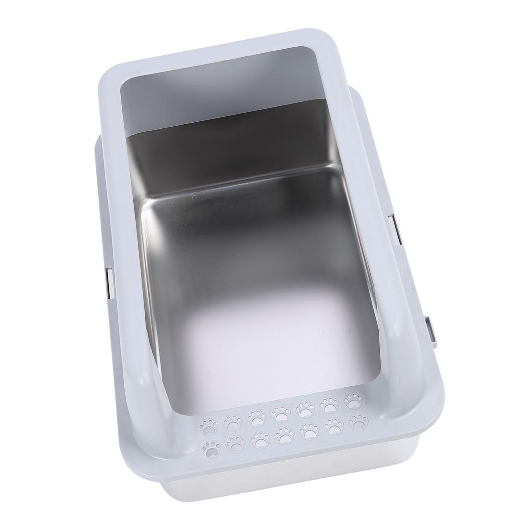 Stainless Steel Litter Box with Pedal Anti Splashing Enclosed Extra Large Cat Litter Box for Large Cats
