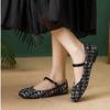Women Ballet Shoes Buckle Soft Sole Single Shoes 2026 Elegant Ladies Fashion Designer Square Toe Mary Jane Flats Shoes Size 44