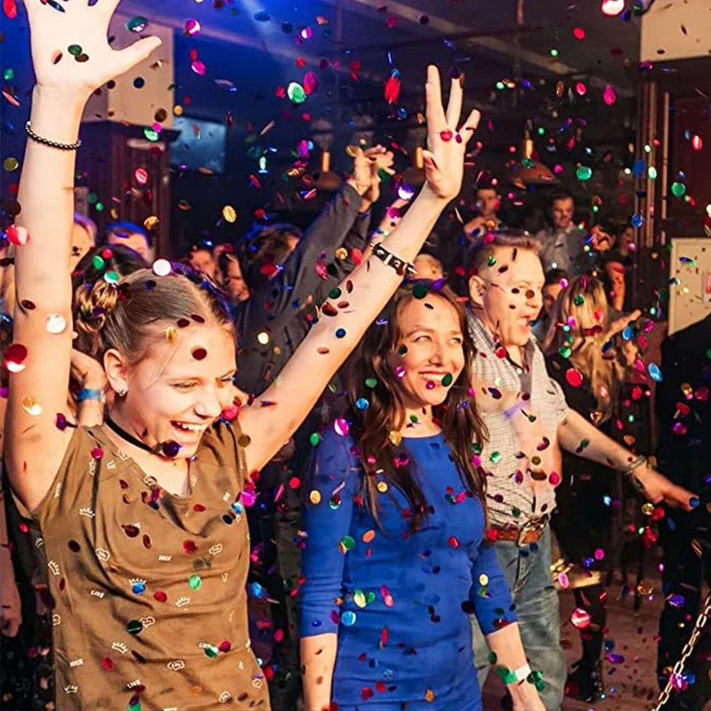 Multi-color Metallic Foil Paper Shreds(1.5 cm)Round Dots Glitter Rainbow Table Confetti,Suitable for party and wedding decoration,Per Pack 2.1 Ounce