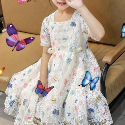 Summer Girs Gauze Cotton Sling Dress Kids Butterfly  Wedding Party Vestido Dresses Children Princess Clothing