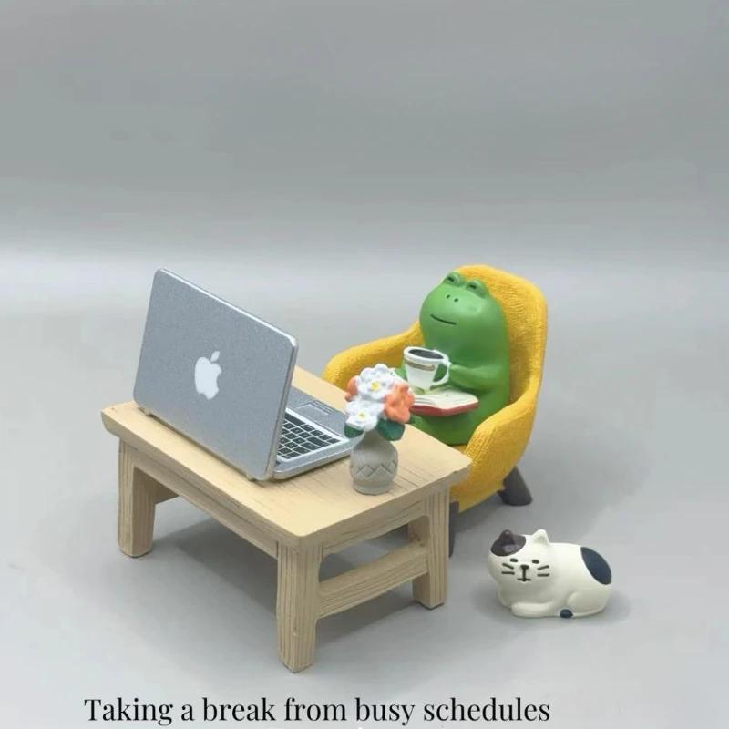 Cute Working Cat Resin Ornaments DIY Office Scene Creative Desktop Decoration Original Design Miniatures for Bookshelf Decor New