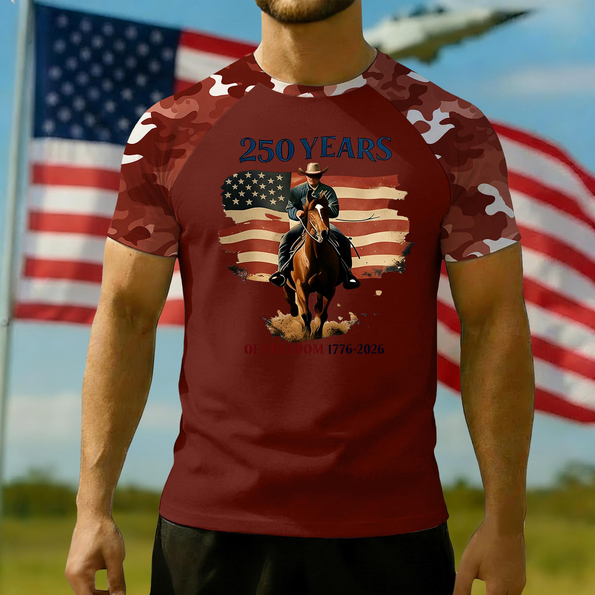 

Men s Casual Independence Day Printed Round Neck T-shirt XL червоний