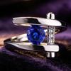 Luxury New European and American Light Luxury Jewelry Inlaid with Sapphire Engagement Simulation Diamond Ring Imitation Silver Jewelry