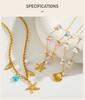 Summer Bohe Starfish Shell Conch Charms Pendant Neccklace for Women, 18k PVD Gold Plated Stainless Steel Beach Holiday Gift