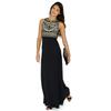 Elegant Women Round Neck Sleeveless Geometric Print Chiffon Dress Long Floor Length Stylish Casual Attire